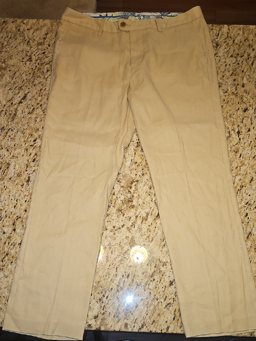 Men's Tan Chino Pants Linen Poly 35/30